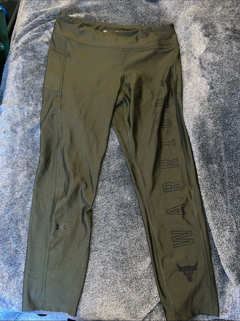 Project Rock Under Armour Olive Green 'WARRIOR' Training Leggings
